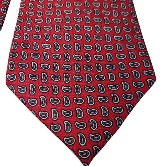 Lauren Ralph Lauren‎ Red Paisley Silk Neck Tie Mens 56" x 4" Handmade In USA - Picture 4 of 10